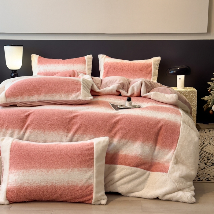 （总）印季家纺 2025新款羊呢绒兔毛大拼角四件套