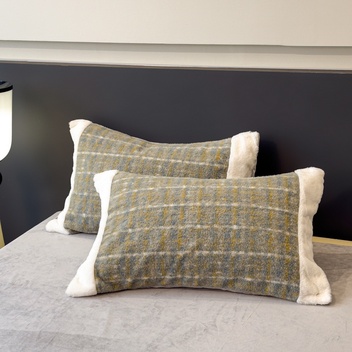 91家纺网 家纺一手货源 找家纺 印季家纺 2025新款羊呢绒兔毛大拼角四件套 拼角-五彩小格