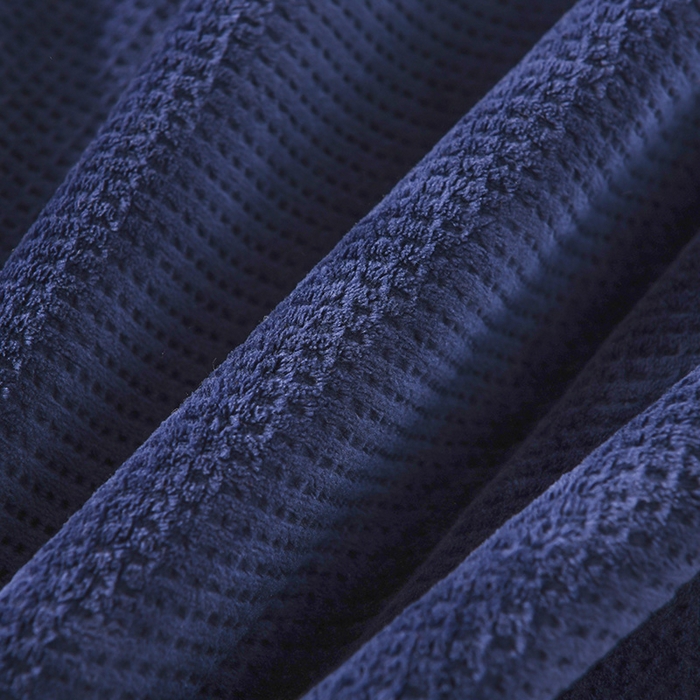 91家纺网 家纺一手货源 找家纺 印季家纺 2025新款华夫格牛奶绒复合毛毯毯子 华夫格-藏青