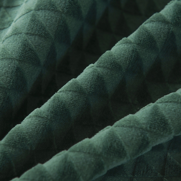 91家纺网 家纺一手货源 找家纺 印季家纺 2025新款华夫格牛奶绒复合毛毯毯子 渐变格-湖绿