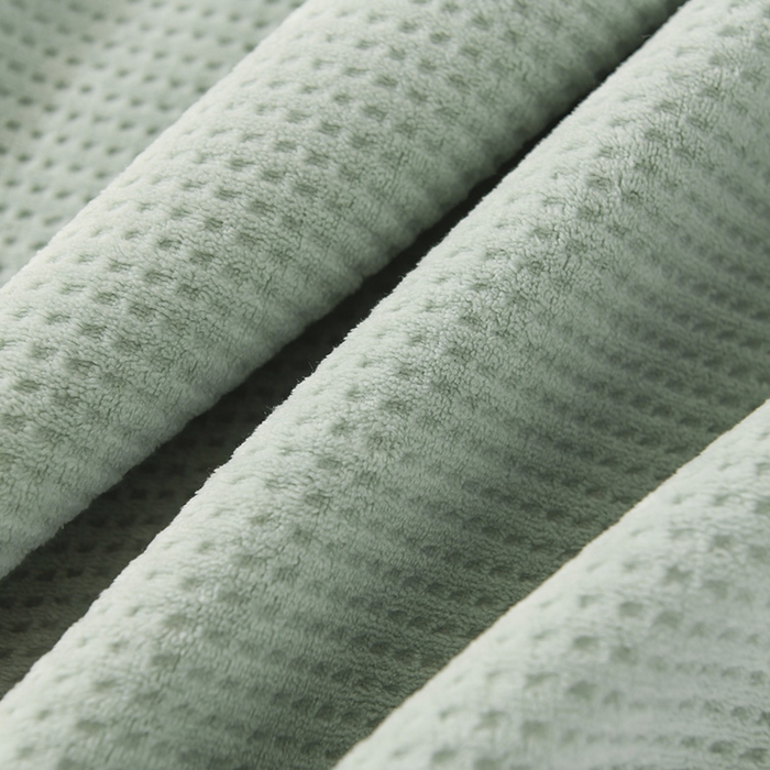 91家纺网 家纺一手货源 找家纺 印季家纺 2025新款华夫格牛奶绒复合毛毯毯子 华夫格-草绿