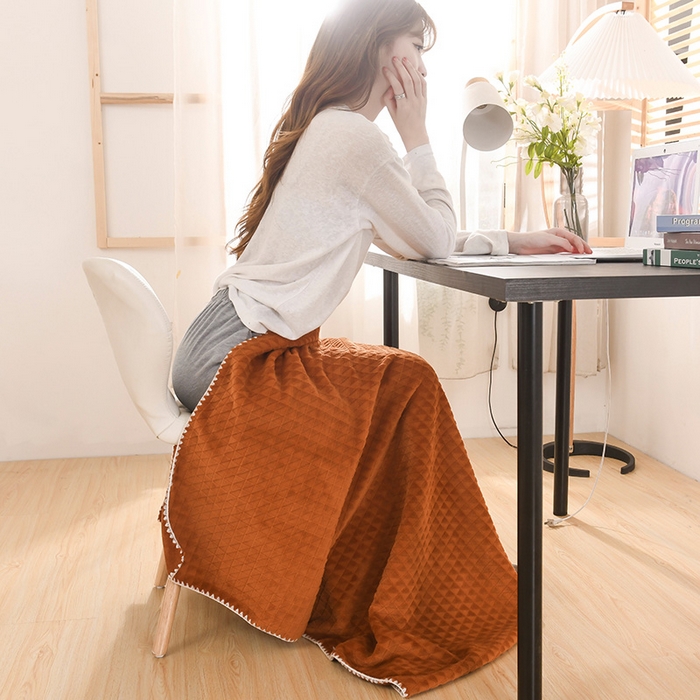 91家纺网 家纺一手货源 找家纺 印季家纺 2025新款华夫格牛奶绒复合毛毯毯子 渐变格-橘黄