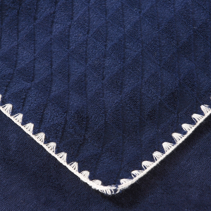 91家纺网 家纺一手货源 找家纺 印季家纺 2025新款华夫格牛奶绒复合毛毯毯子 渐变格-藏青