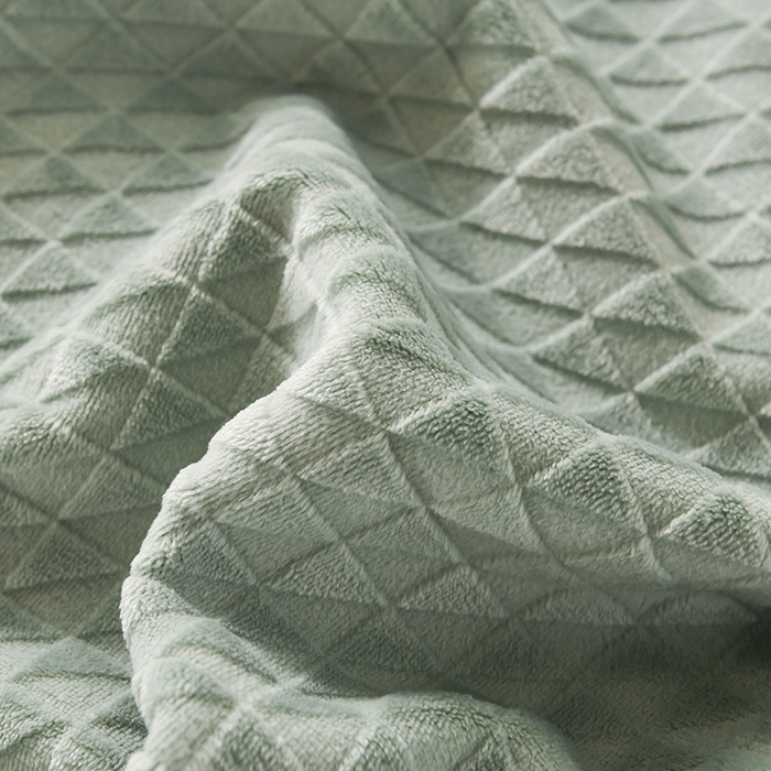 91家纺网 家纺一手货源 找家纺 印季家纺 2025新款华夫格牛奶绒复合毛毯毯子 渐变格-草绿