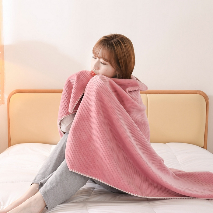 91家纺网 家纺一手货源 找家纺 印季家纺 2025新款华夫格牛奶绒复合毛毯毯子 华夫格-嫩粉