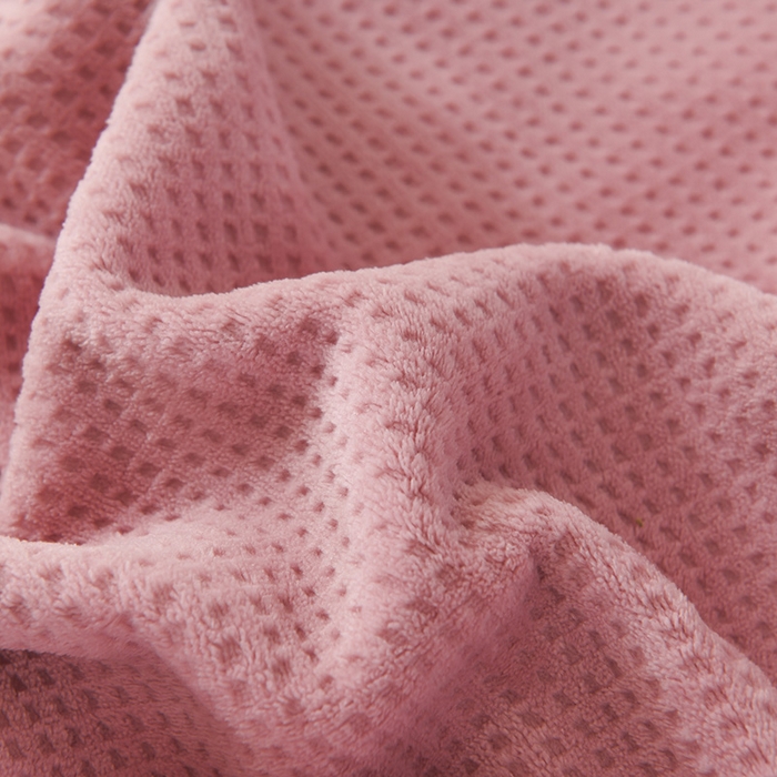 91家纺网 家纺一手货源 找家纺 印季家纺 2025新款华夫格牛奶绒复合毛毯毯子 华夫格-嫩粉