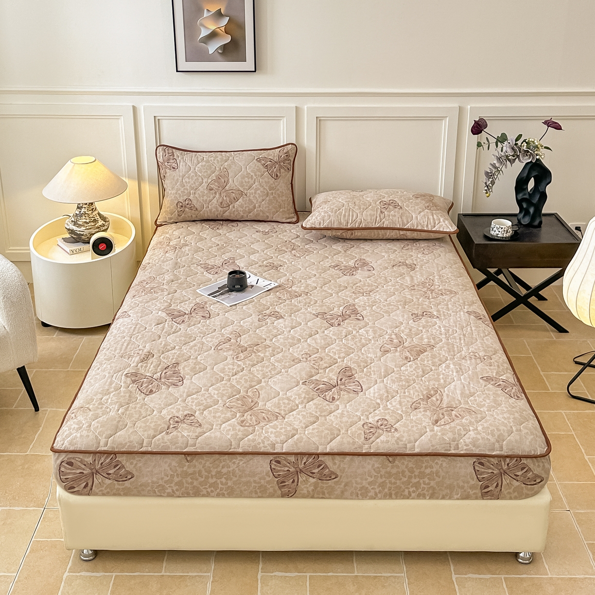 91家纺网 家纺一手货源 找家纺 （总）梦嘉居 2025新款加厚亚麻皱皱纱加棉床笠单品床笠枕套单件单床笠