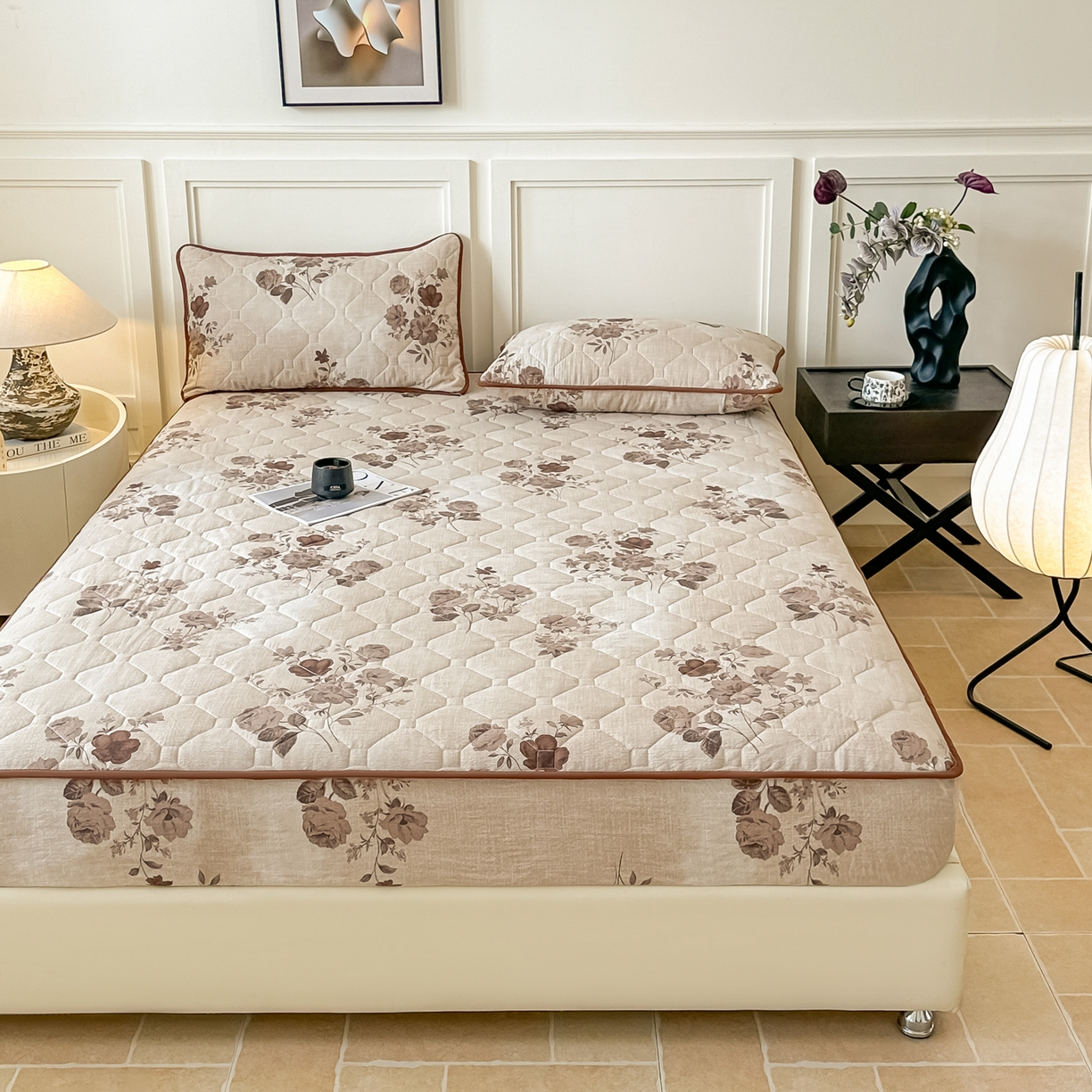 91家纺网 家纺一手货源 找家纺 梦嘉居 2025新款加厚亚麻皱皱纱加棉床笠单品床笠枕套单件单床笠 繁花梦