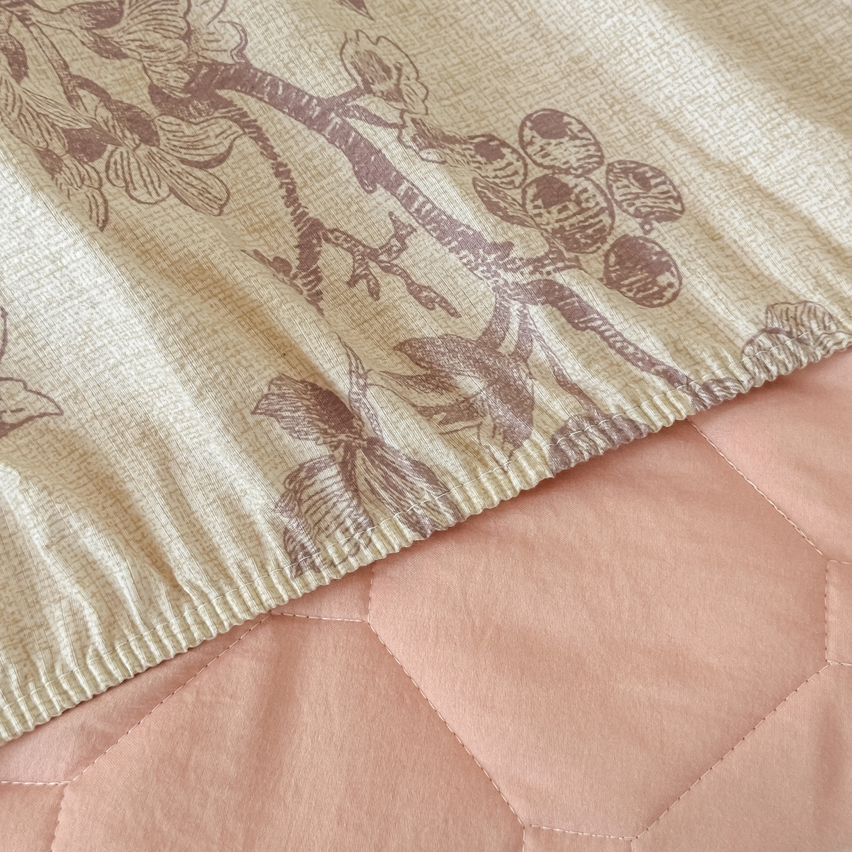 91家纺网 家纺一手货源 找家纺 梦嘉居 2025新款加厚亚麻皱皱纱加棉床笠单品床笠枕套单件单床笠 花之语