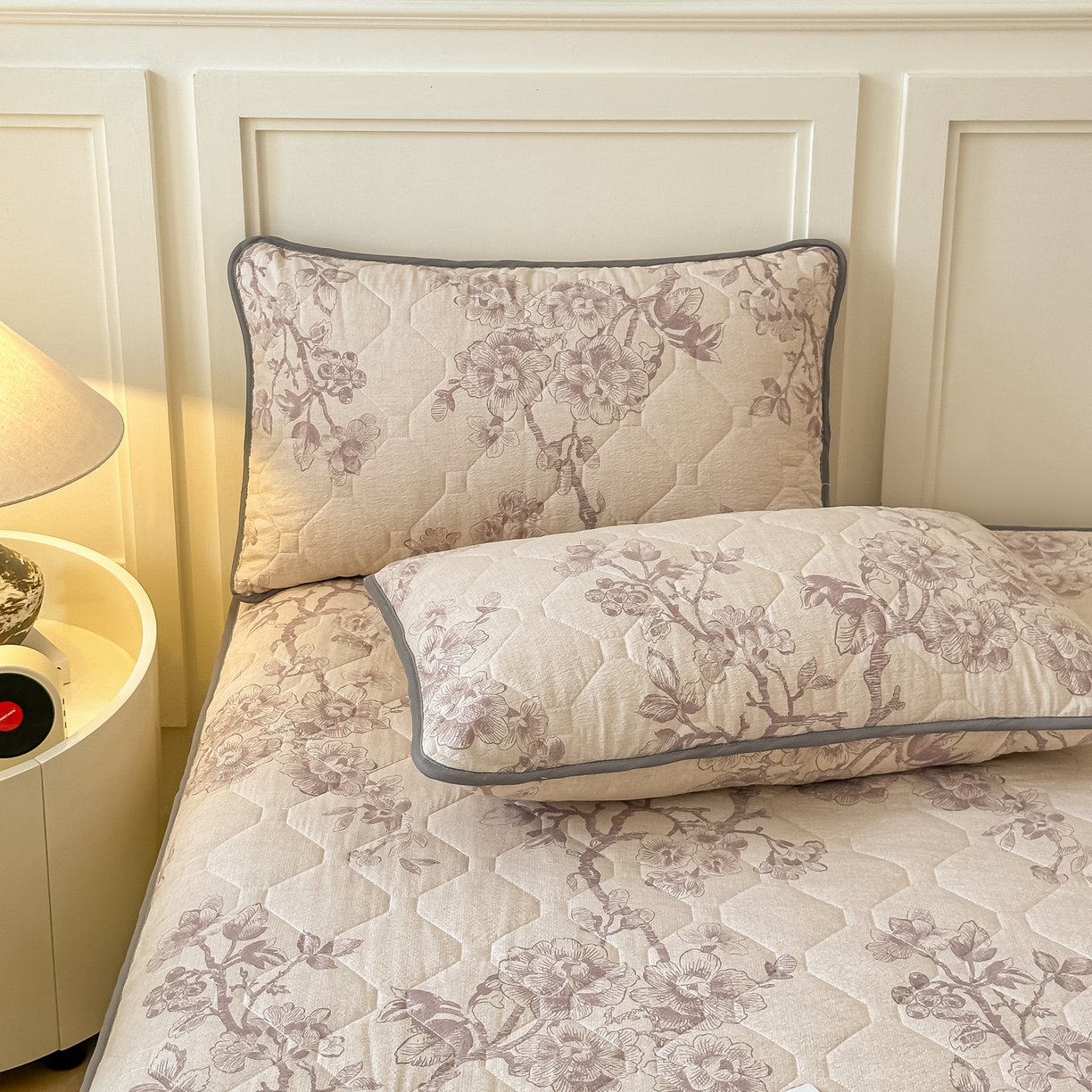 91家纺网 家纺一手货源 找家纺 梦嘉居 2025新款加厚亚麻皱皱纱加棉床笠单品床笠枕套单件单床笠 花之语