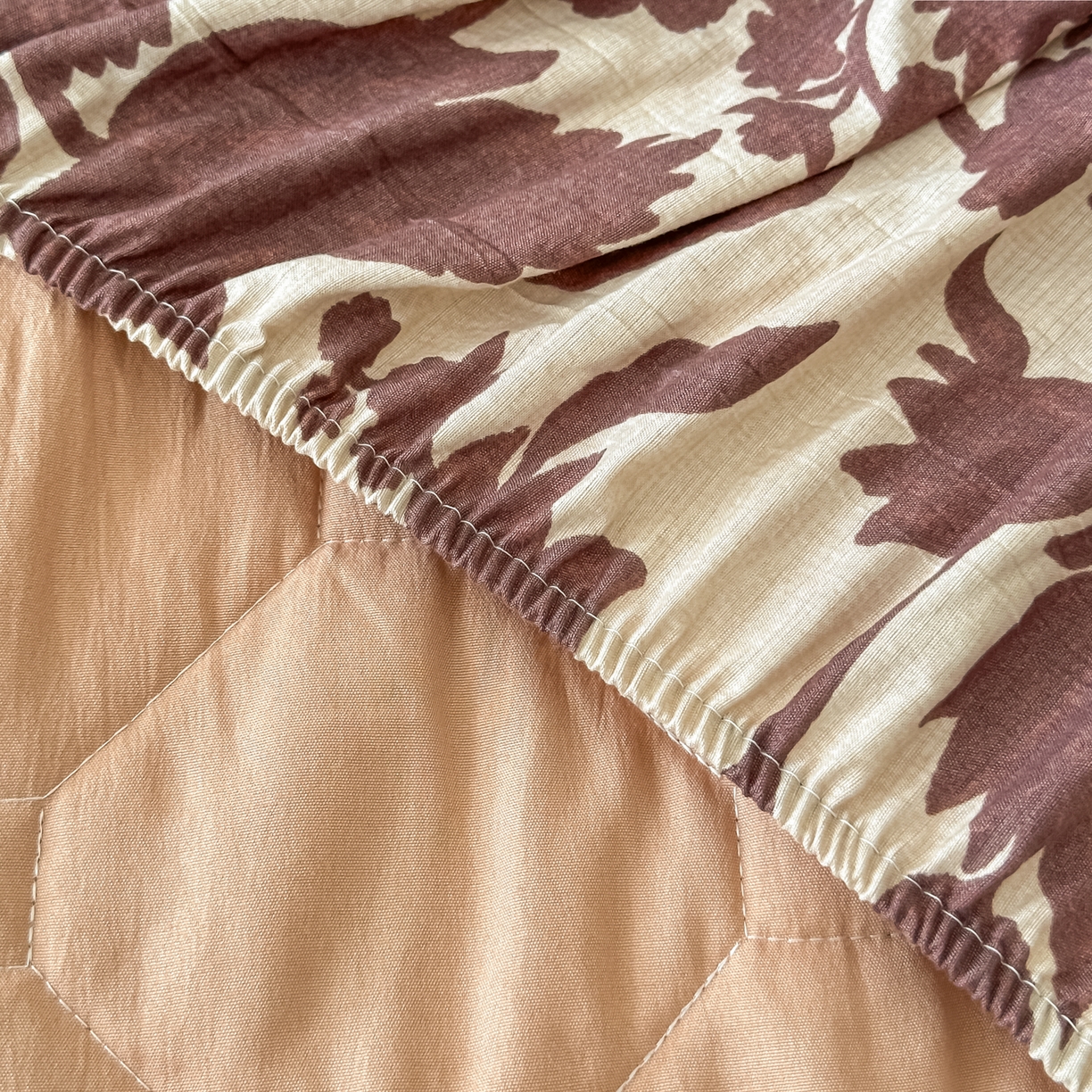 91家纺网 家纺一手货源 找家纺 梦嘉居 2025新款加厚亚麻皱皱纱加棉床笠单品床笠枕套单件单床笠 花香韵