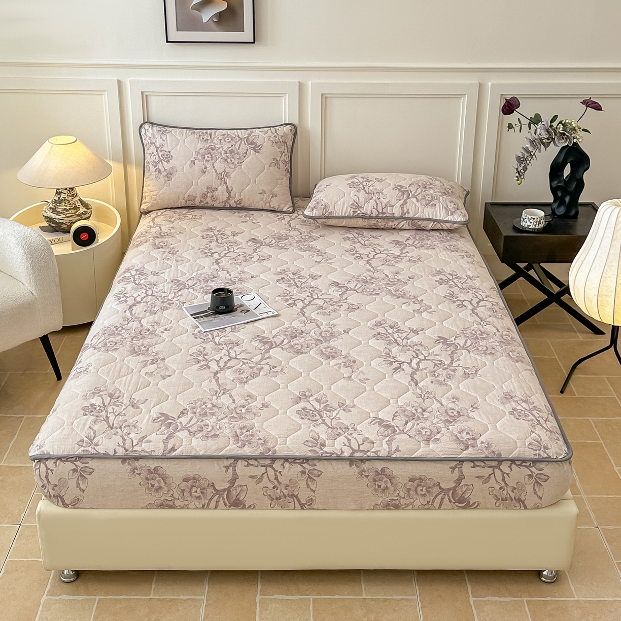 91家纺网 家纺一手货源 找家纺 （总）梦嘉居 2025新款加厚亚麻皱皱纱加棉床笠单品床笠枕套单件单床笠