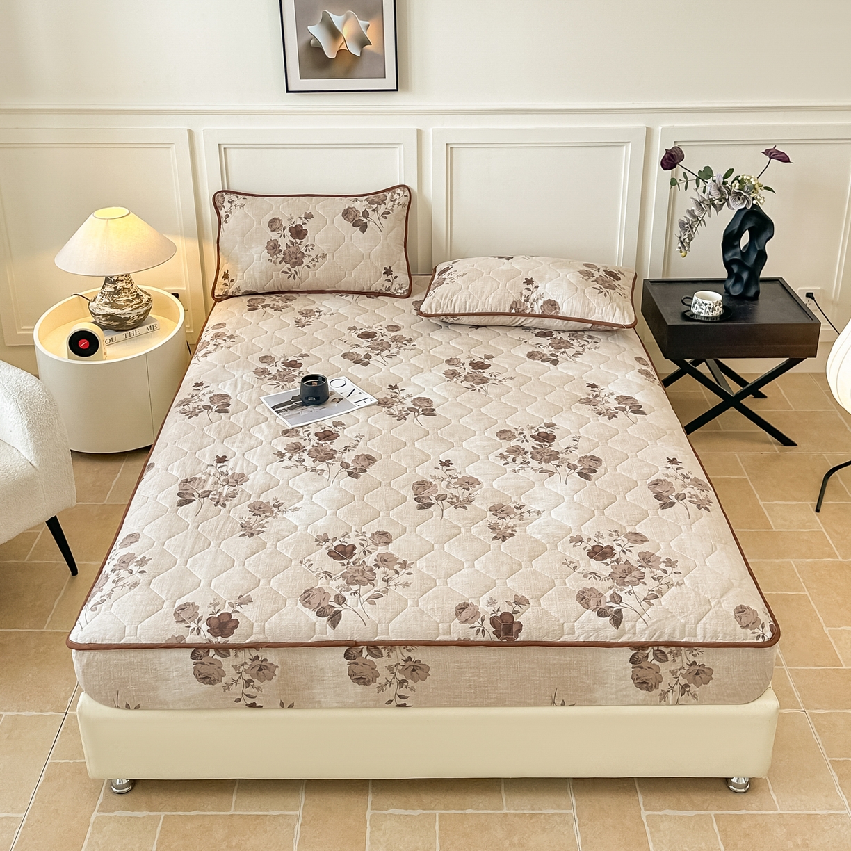 91家纺网 家纺一手货源 找家纺 梦嘉居 2025新款加厚亚麻皱皱纱加棉床笠单品床笠枕套单件单床笠 繁花梦