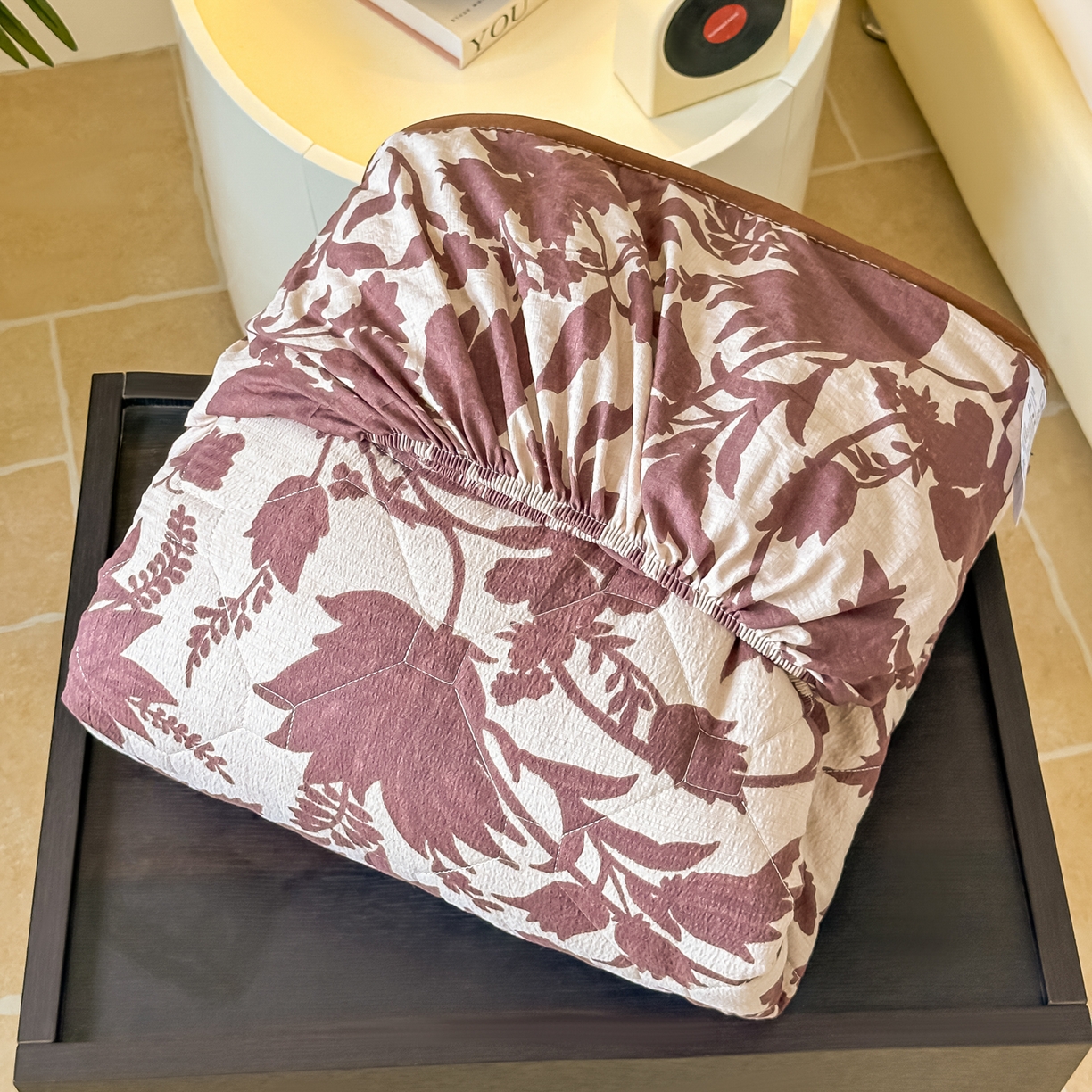 91家纺网 家纺一手货源 找家纺 梦嘉居 2025新款加厚亚麻皱皱纱加棉床笠单品床笠枕套单件单床笠 花香韵