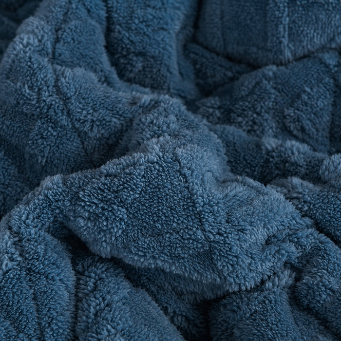 91家纺网 家纺一手货源 找家纺 印季家纺 2025秋冬新款三层夹棉加厚-塔肤绒毛毯毯子多功能盖毯 柔蓝