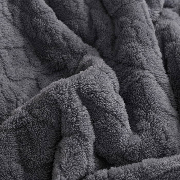 91家纺网 家纺一手货源 找家纺 印季家纺 2025秋冬新款三层夹棉加厚-塔肤绒毛毯毯子多功能盖毯 烟灰
