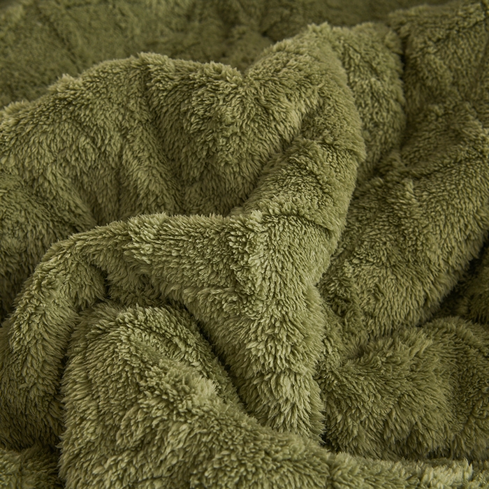 91家纺网 家纺一手货源 找家纺 印季家纺 2025秋冬新款三层夹棉加厚-塔肤绒毛毯毯子多功能盖毯 抹茶+灰