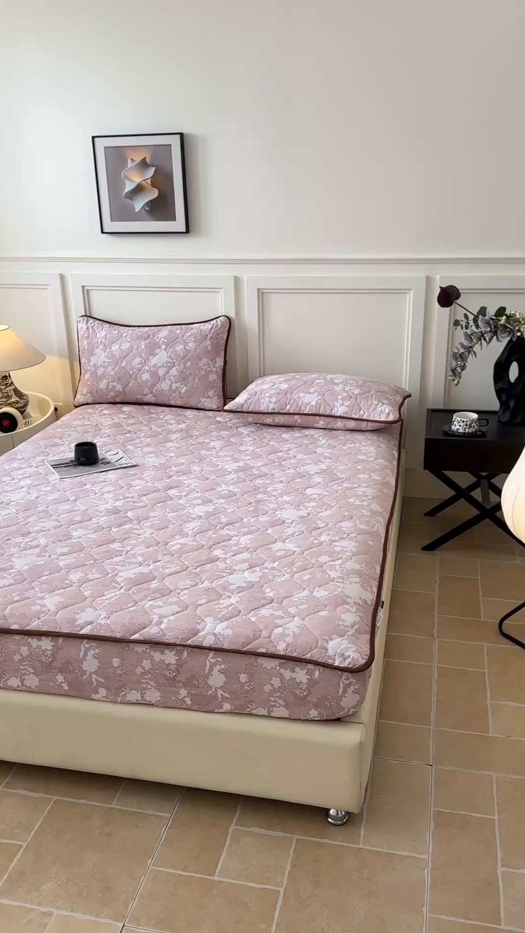 91家纺网 家纺一手货源 找家纺 梦嘉居 2025新款加厚亚麻皱皱纱加棉床笠单品床笠枕套单件单床笠 风铃草