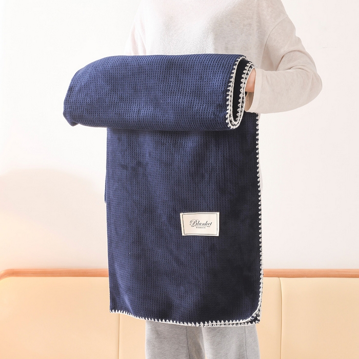 91家纺网 家纺一手货源 找家纺 （总）印季家纺 2025新款华夫格牛奶绒复合毛毯毯子