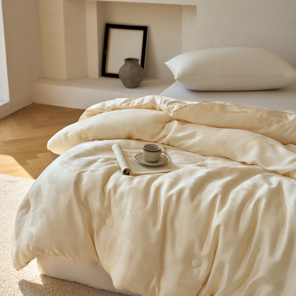 91家纺网 家纺一手货源 找家纺 （总）纯优家纺 2025秋冬新品五彩臻丝大提花高奢45%大豆蛋白春秋被冬被直播电商首选