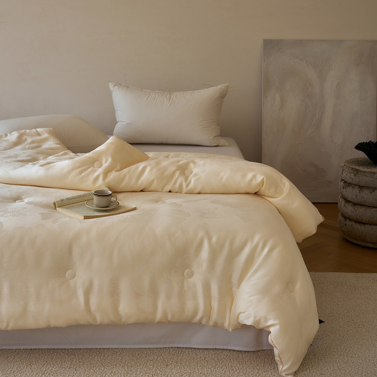 91家纺网 家纺一手货源 找家纺 （总）纯优家纺 2025秋冬新品五彩臻丝大提花高奢45%大豆蛋白春秋被冬被直播电商首选