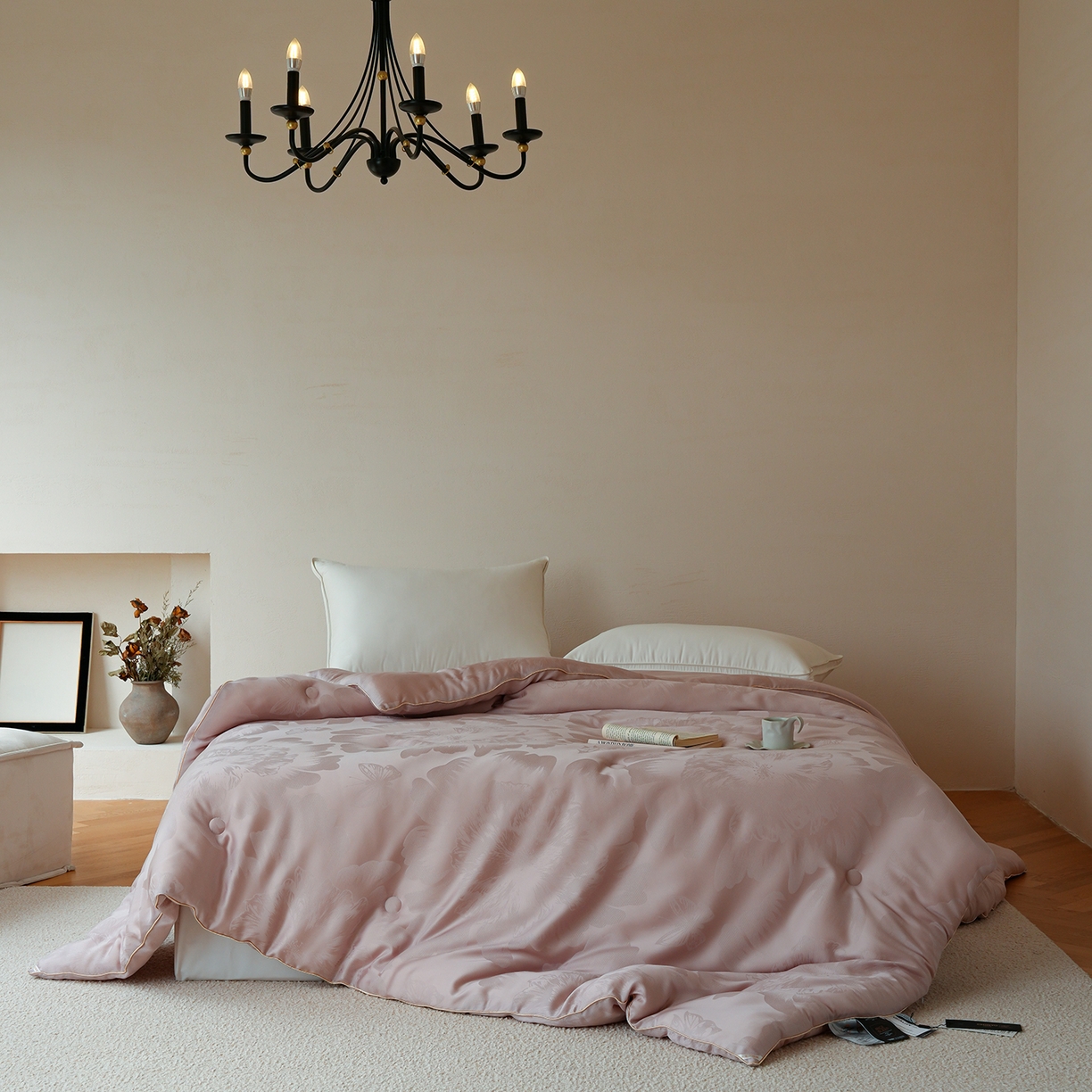 纯优家纺 2025秋冬新品五彩臻丝大提花高奢45%大豆蛋白春秋被冬被直播电商首选 东方墨澜-紫藤