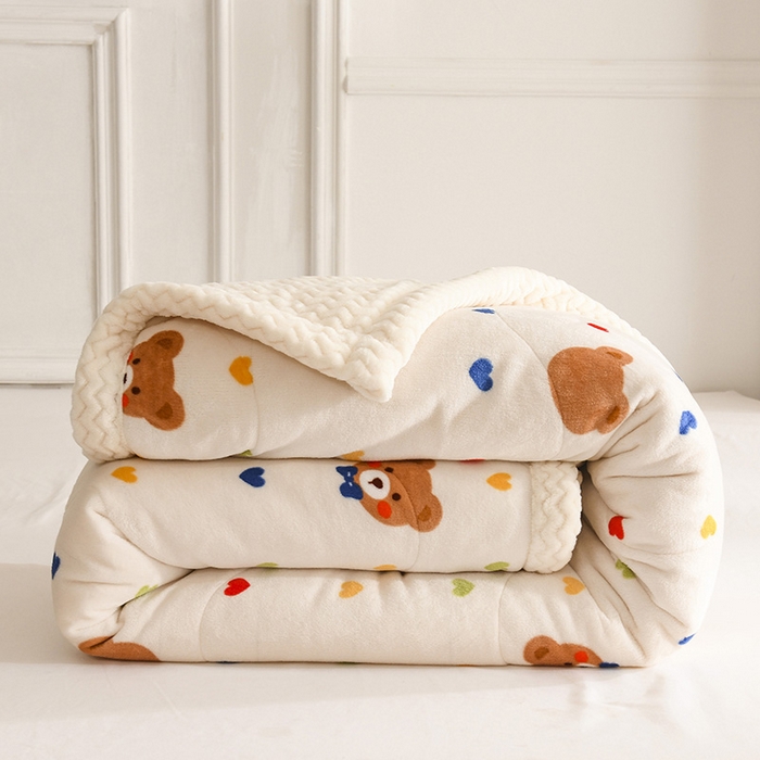 91家纺网 家纺一手货源 找家纺 （总）印季家纺 2025新款三层夹棉印花牛奶绒毛毯毯子