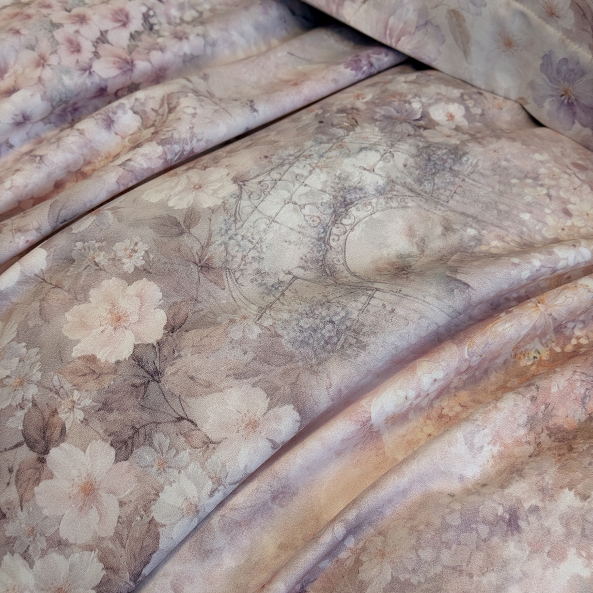 91家纺网 家纺一手货源 找家纺 纯优家纺 2025新款秋冬长绒棉数码印花磨毛四件套 天幕云霞