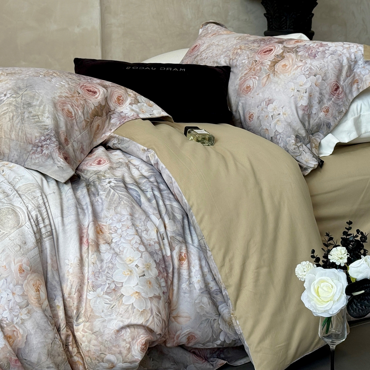 纯优家纺 2025新款秋冬长绒棉数码印花磨毛四件套 繁花