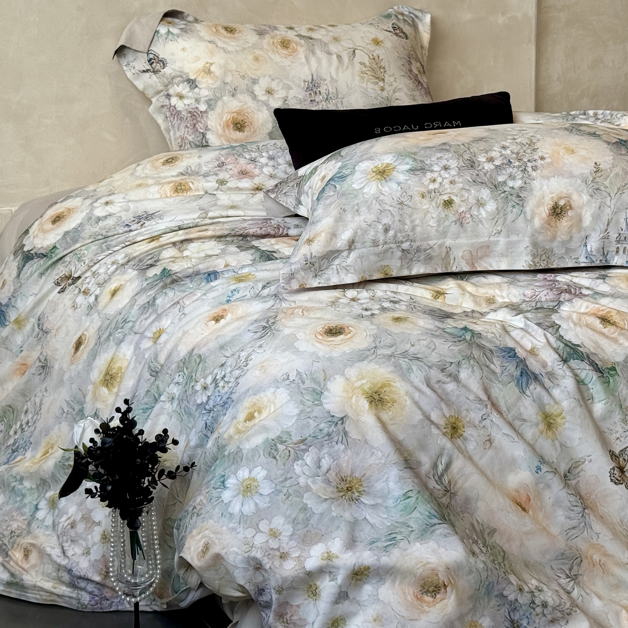 91家纺网 家纺一手货源 找家纺 纯优家纺 2025新款秋冬长绒棉数码印花磨毛四件套 伊甸花园