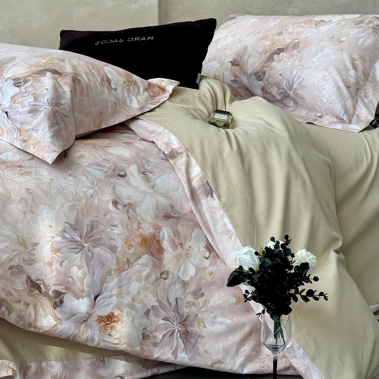 纯优家纺 2025新款秋冬长绒棉数码印花磨毛四件套 梨梦