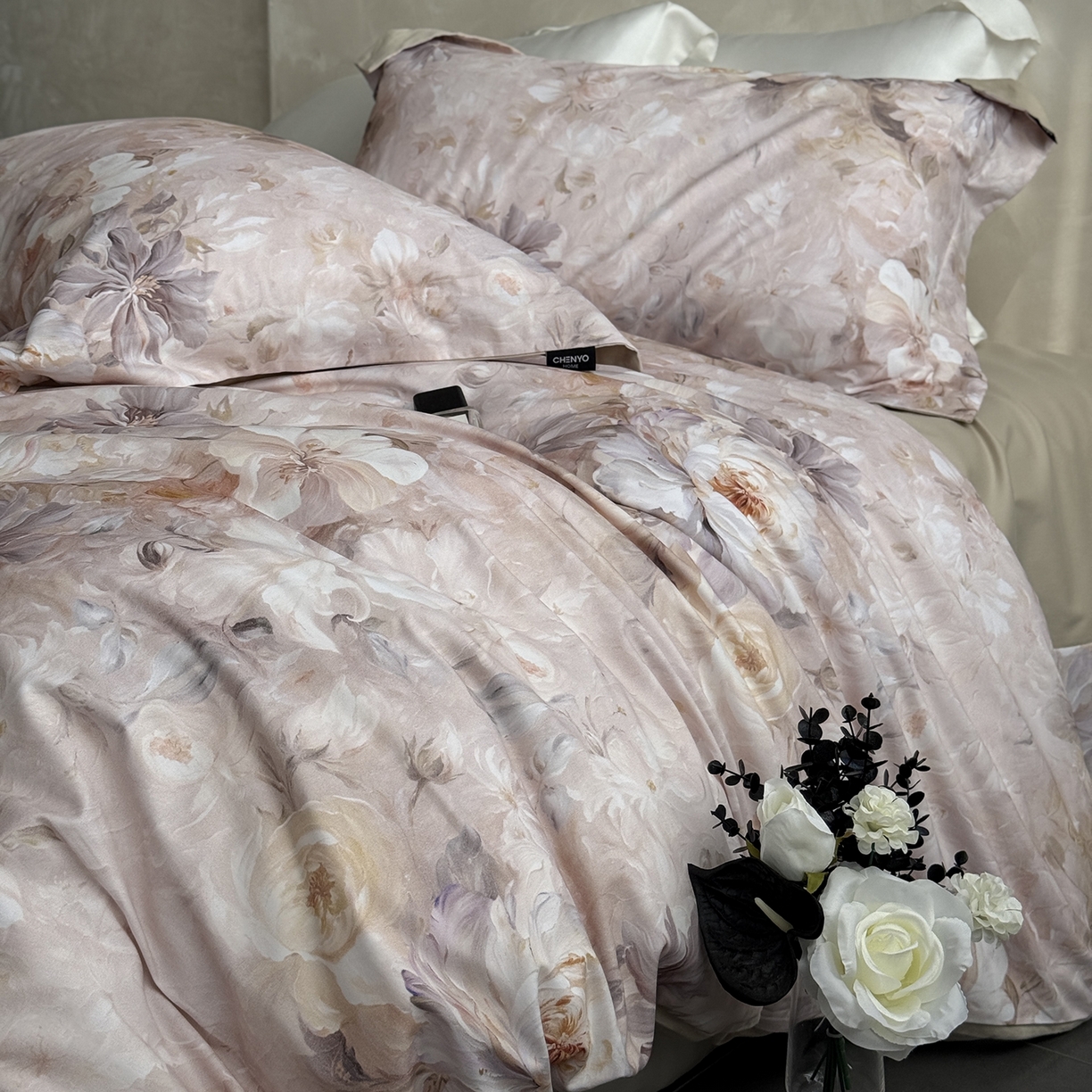 91家纺网 家纺一手货源 找家纺 纯优家纺 2025新款秋冬长绒棉数码印花磨毛四件套 梨梦