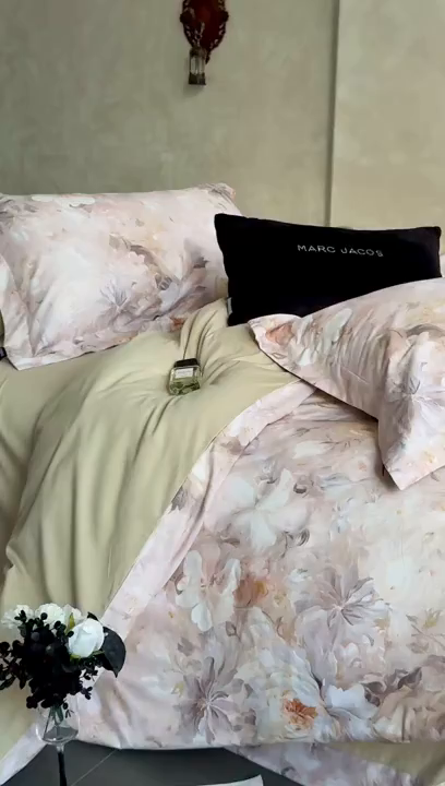 91家纺网 家纺一手货源 找家纺 纯优家纺 2025新款秋冬长绒棉数码印花磨毛四件套 梨梦