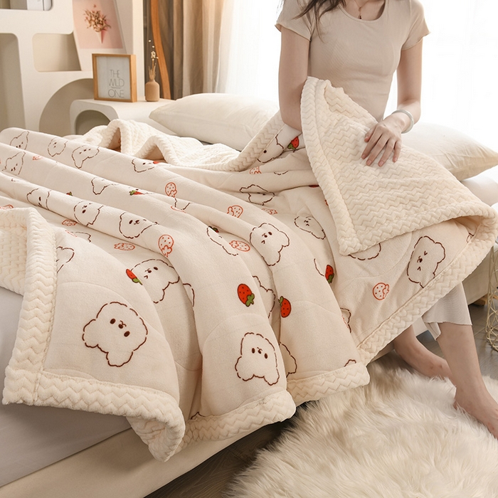 91家纺网 家纺一手货源 找家纺 （总）印季家纺 2025新款三层夹棉印花牛奶绒毛毯毯子