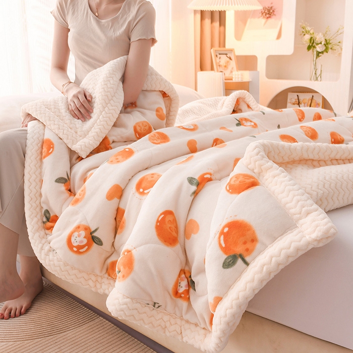 91家纺网 家纺一手货源 找家纺 （总）印季家纺 2025新款三层夹棉印花牛奶绒毛毯毯子