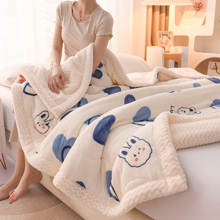 91家纺网 家纺一手货源 找家纺 （总）印季家纺 2025新款三层夹棉印花牛奶绒毛毯毯子