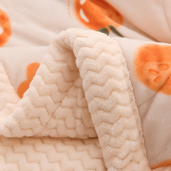 91家纺网 家纺一手货源 找家纺 印季家纺 2025新款三层夹棉印花牛奶绒毛毯毯子 果味兔