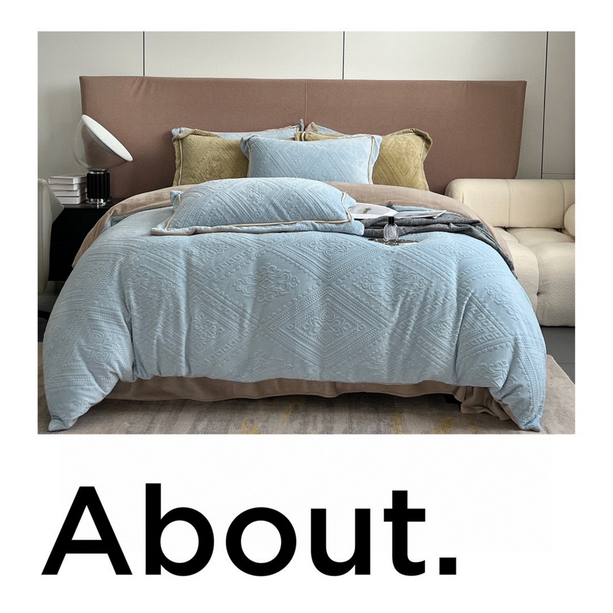 91家纺网 家纺一手货源 找家纺 纯优家纺 2025新款秋冬抖音直播爆款230g牛奶绒雕花四件套-悦薇 悦薇-蓝