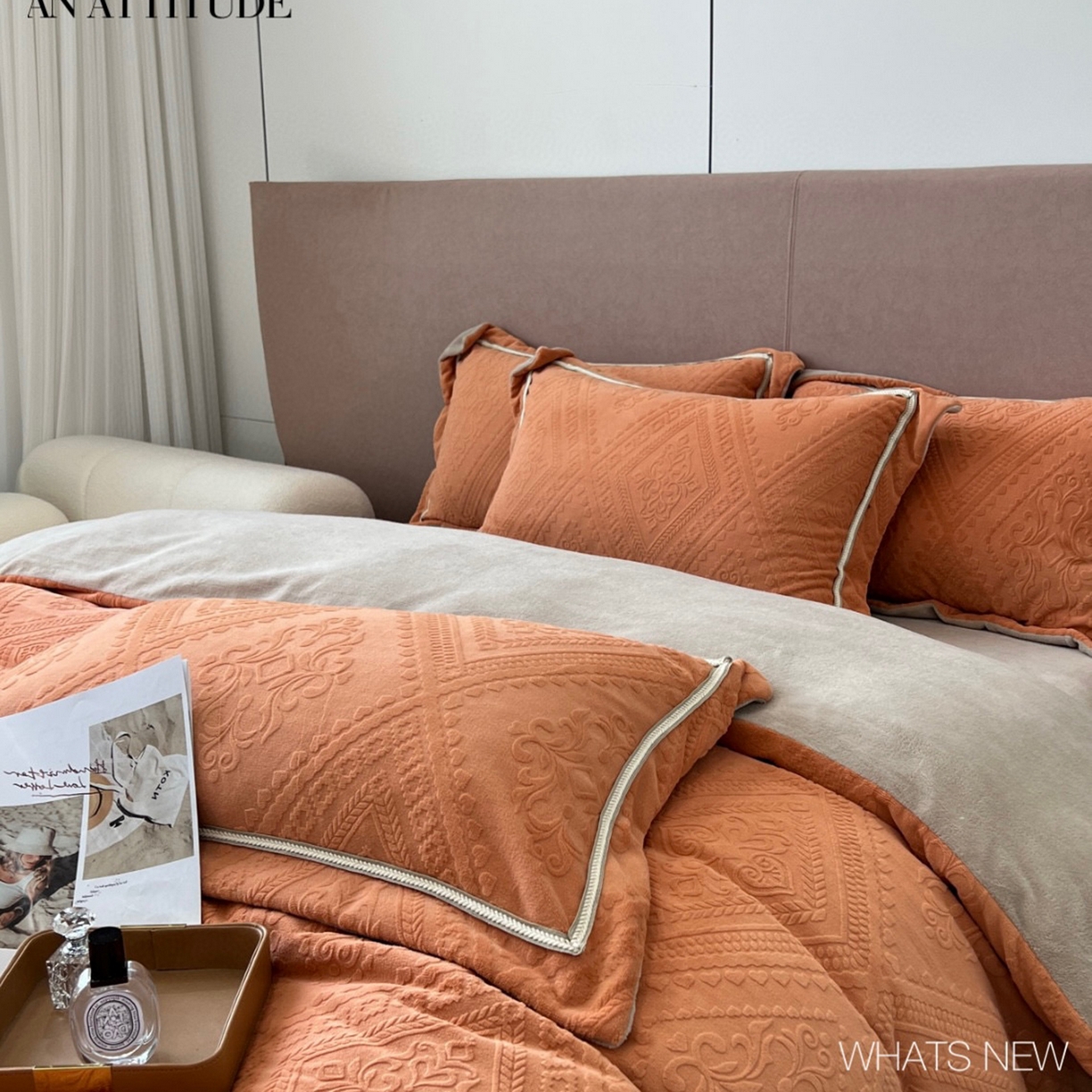 91家纺网 家纺一手货源 找家纺 （总）纯优家纺 2025新款秋冬抖音直播爆款230g牛奶绒雕花四件套-悦薇