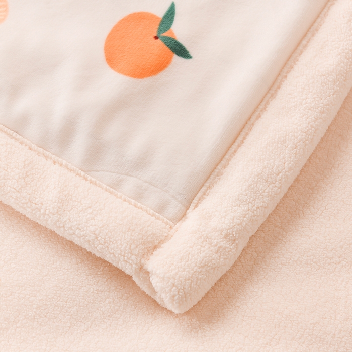 91家纺网 家纺一手货源 找家纺 印季家纺 2025新款三层夹棉印花牛奶绒毛毯毯子 甜橙-羊羔绒