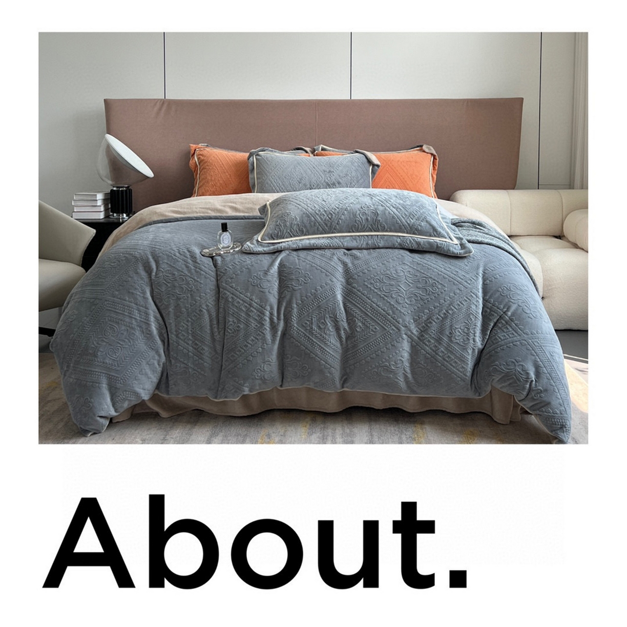 91家纺网 家纺一手货源 找家纺 纯优家纺 2025新款秋冬抖音直播爆款230g牛奶绒雕花四件套-悦薇 悦薇-灰