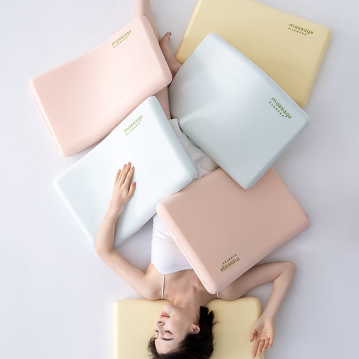 91家纺网 家纺一手货源 找家纺 北鸣有鱼枕芯馆 2025新款Massage马莎鸡记忆棉亲子枕枕头枕芯-风格一 组合图仅做展示不可下单