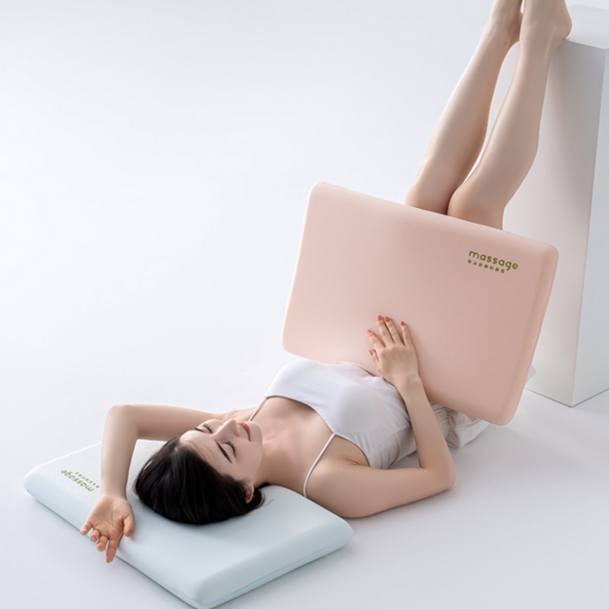 91家纺网 家纺一手货源 找家纺 北鸣有鱼枕芯馆 2025新款Massage马莎鸡记忆棉亲子枕枕头枕芯-风格一 28*48*4cm蓝色