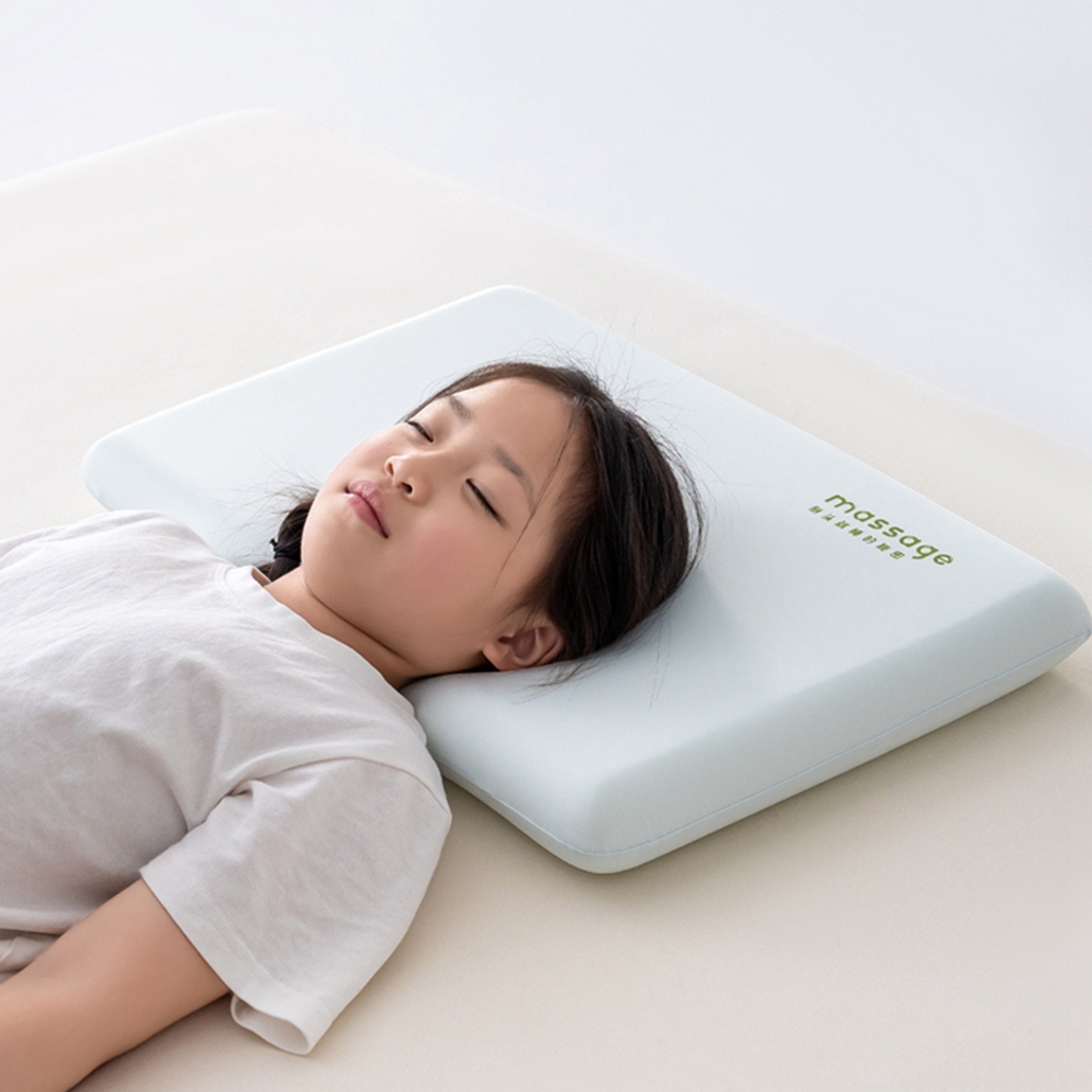 91家纺网 家纺一手货源 找家纺 北鸣有鱼枕芯馆 2025新款Massage马莎鸡记忆棉亲子枕枕头枕芯-风格一 42*70*8cm蓝色