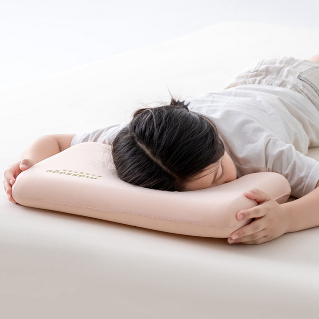 91家纺网 家纺一手货源 找家纺 北鸣有鱼枕芯馆 2025新款Massage马莎鸡记忆棉亲子枕枕头枕芯-风格一 28*48*4cm粉色