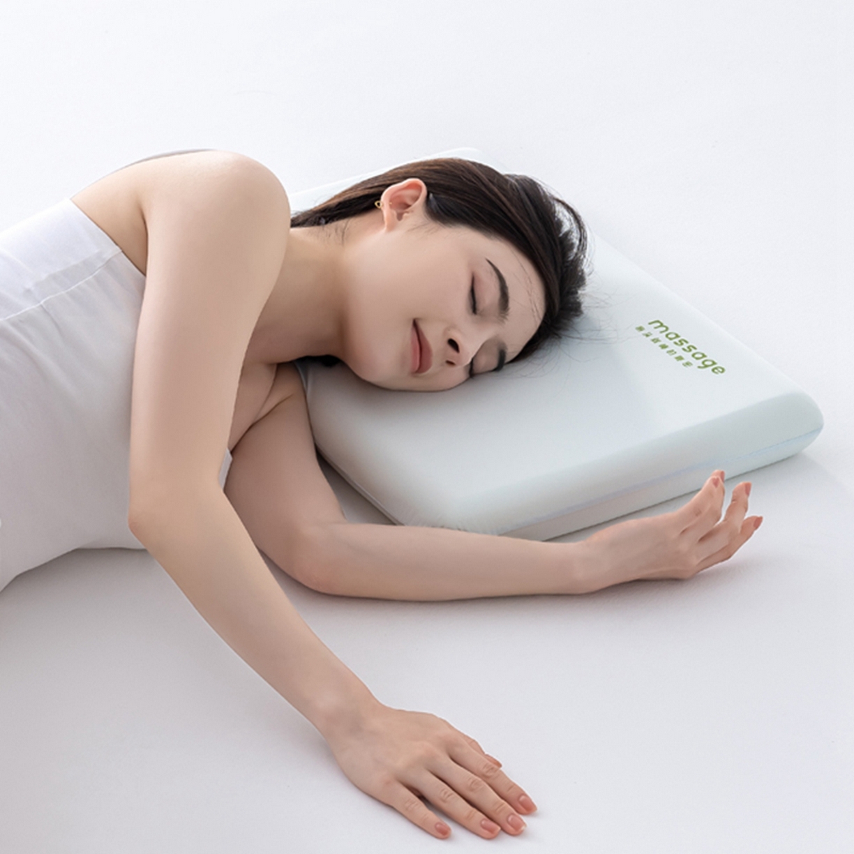 91家纺网 家纺一手货源 找家纺 北鸣有鱼枕芯馆 2025新款Massage马莎鸡记忆棉亲子枕枕头枕芯-风格一 42*70*8cm蓝色