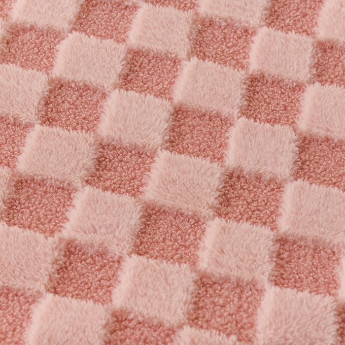 91家纺网 家纺一手货源 找家纺 印季家纺 2025新款泰迪绒兔毛绒格子毛毯毯子 豆沙