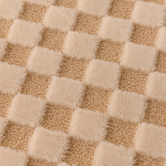 91家纺网 家纺一手货源 找家纺 印季家纺 2025新款泰迪绒兔毛绒格子毛毯毯子 米白