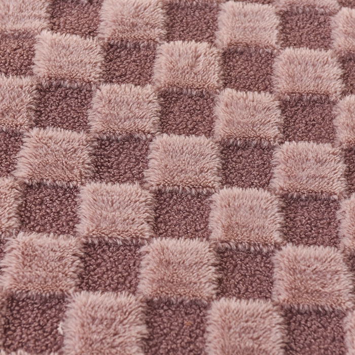 91家纺网 家纺一手货源 找家纺 印季家纺 2025新款泰迪绒兔毛绒格子毛毯毯子 浅紫