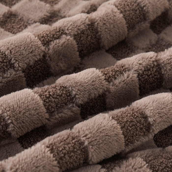 91家纺网 家纺一手货源 找家纺 印季家纺 2025新款泰迪绒兔毛绒格子毛毯毯子 深灰